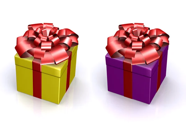Beautiful box with a gift with a bow — Stock Photo, Image