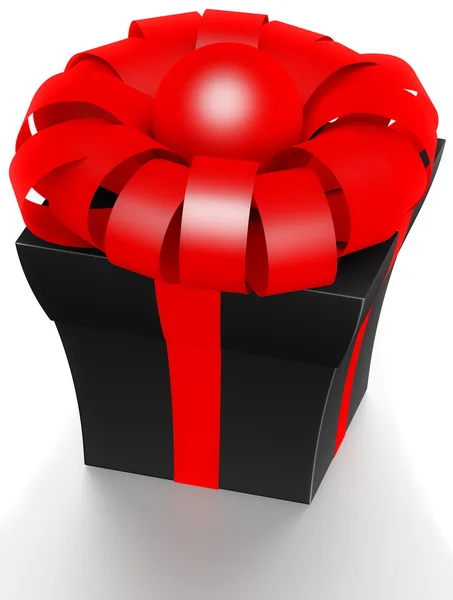 Beautiful box with a gift with a bow — Stock Photo, Image