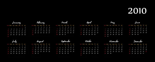 Calendar 2010 — Stock Vector