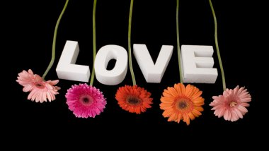 LOVE decorated with flowers clipart