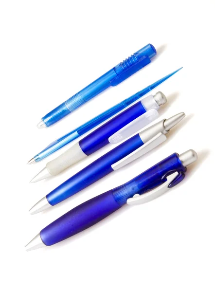 Синие ручки — стоковое фото