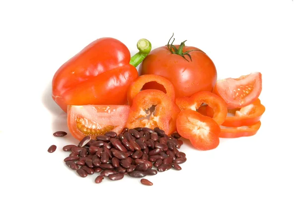 Paprika, paradicsom és zöldbab — Stock Fotó