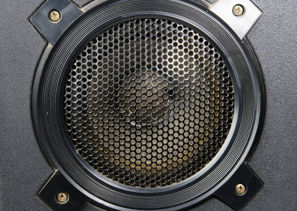Black retro speaker closeup