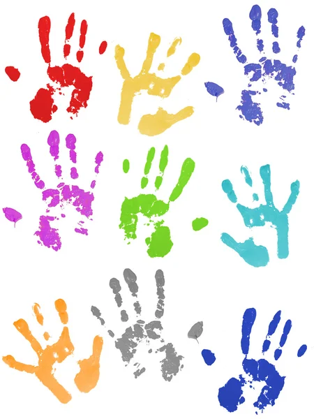 Цветные отпечатки рук — стоковое фото