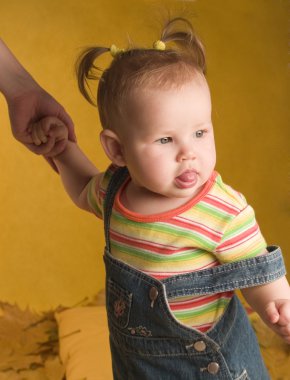 Baby walking with mam clipart