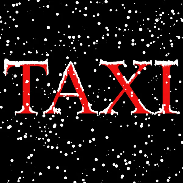 Taxi inskription på natten — Stockfoto