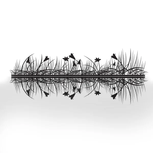 Силуэты травы с отражением — стоковое фото