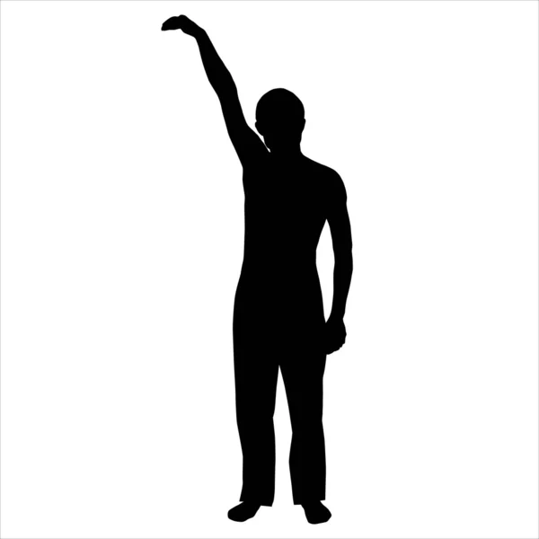 Silhouette of the person with the lifted — Stock Photo, Image