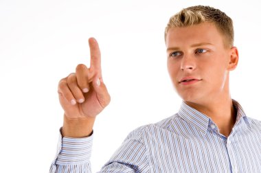 Man looking at his finger clipart