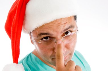 Doctor wearing santa hat clipart