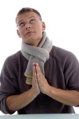 Praying young man clipart