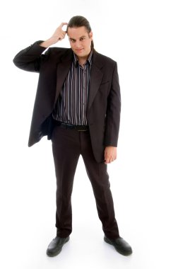 Confused accountant facing camera clipart