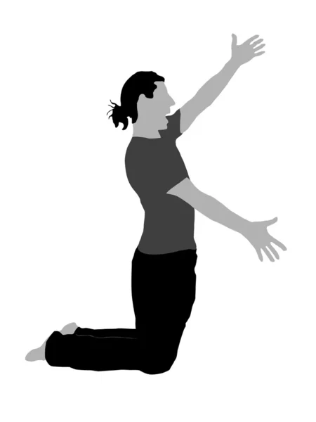 Человек практикующий йогу с открытыми ладонями — стоковое фото