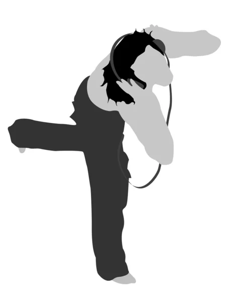 Мужчина танцует в наушниках — стоковое фото