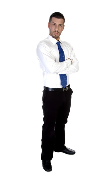 Businessman posing with folded hands — Stock Photo, Image