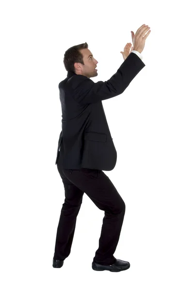 Businessman in awkward gesture — Stock Photo, Image