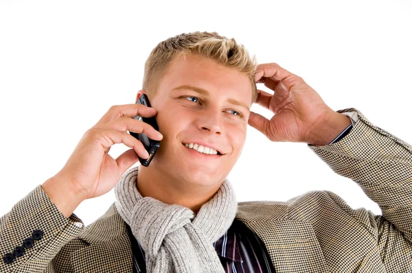 Homme d'affaires occupé avec un appel téléphonique — Photo