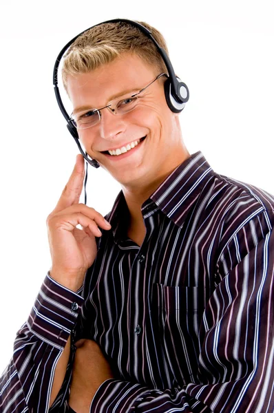 Masculino ocupado com comunicação amigável — Fotografia de Stock