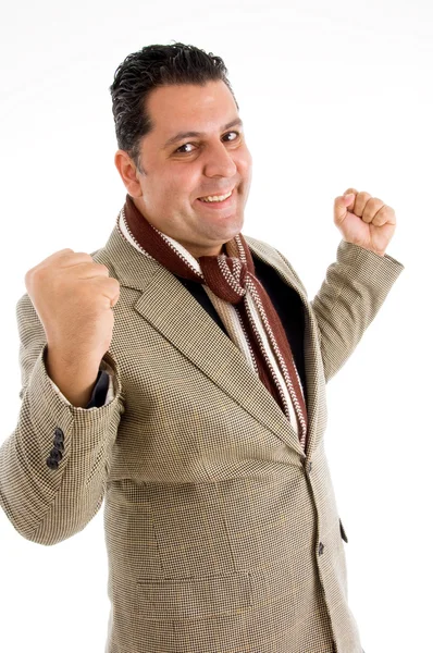 Posing adult male with hands up — Stock Photo, Image