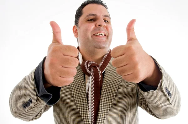 Caucasian with his thumbs up — Stock Photo, Image