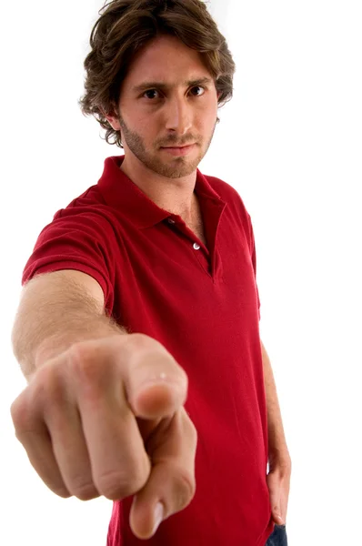 Male pointing and looking at camera — Stock Photo, Image