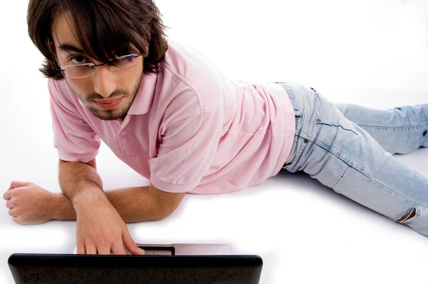 Young man working on laptop — Stock Photo, Image
