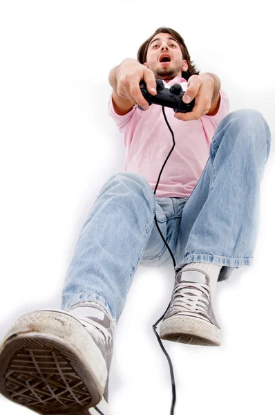Jonge man die videospelletjes speelt — Stockfoto
