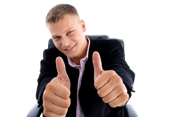 Smiling ceo showing thumbs up — Stock Photo, Image
