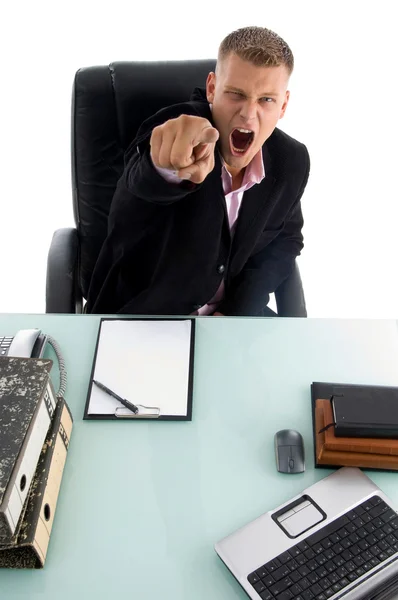 Young manager pointing — Stock Photo, Image