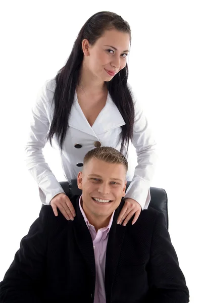 Jovem casal de negócios no escritório — Fotografia de Stock