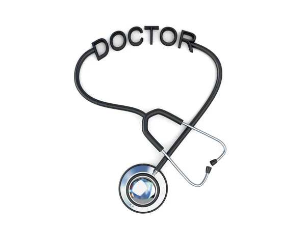 Stéthoscope 3d avec texte du médecin — Photo