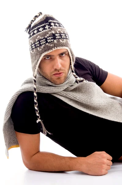 Caucasian modeling of winter clothes — Stock Photo, Image