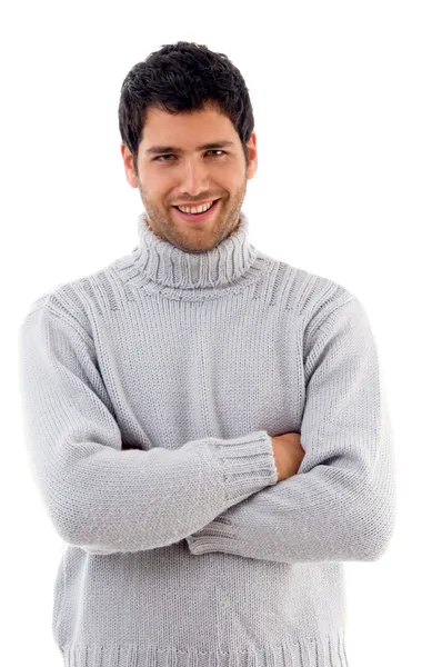 Bonito homem usando camisola de lã — Fotografia de Stock