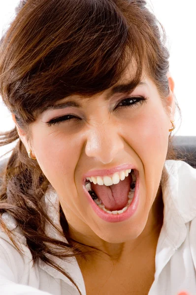 Portrait of yelling female — Stock Photo, Image