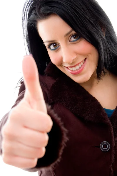 Happy model with thumbs up — Stock Photo, Image