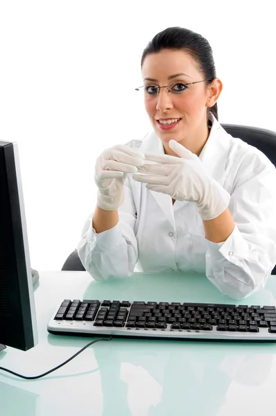 Smiling female doctor in clinic — Stock Photo, Image