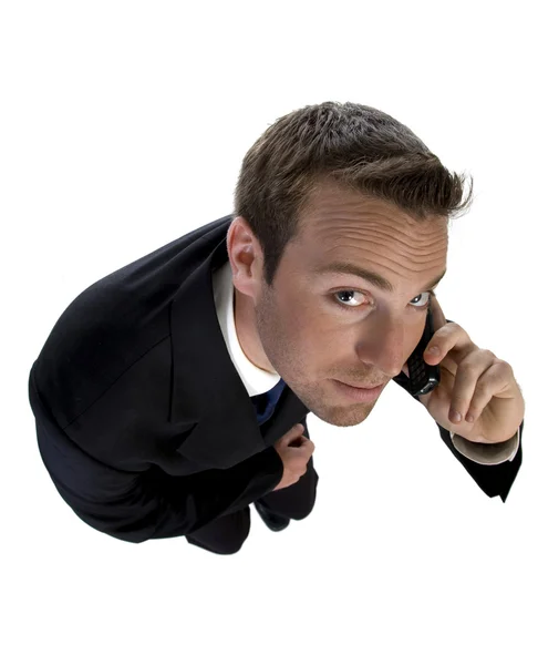 Ariel view of businessman on call — Stock Photo, Image
