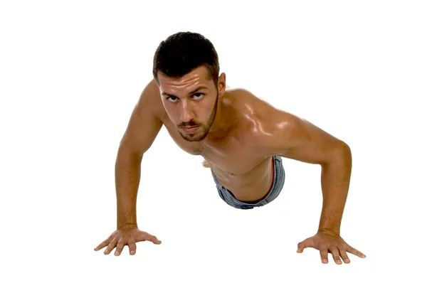 Pohledný muž cvičit — Stock fotografie