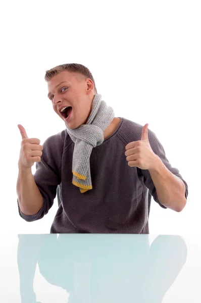Happy male showing thumbs up — Stock Photo, Image