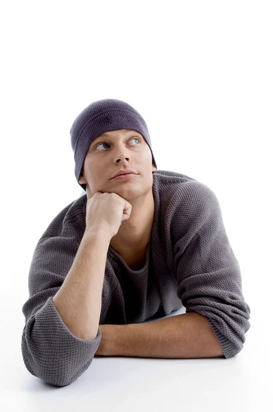 Handsome model with winter hat — Stock Photo, Image
