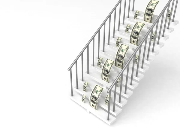 3D dolarů na schodech — Stock fotografie