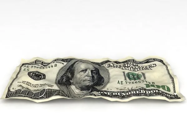 3D vrásčitá dolar Poznámka — Stock fotografie