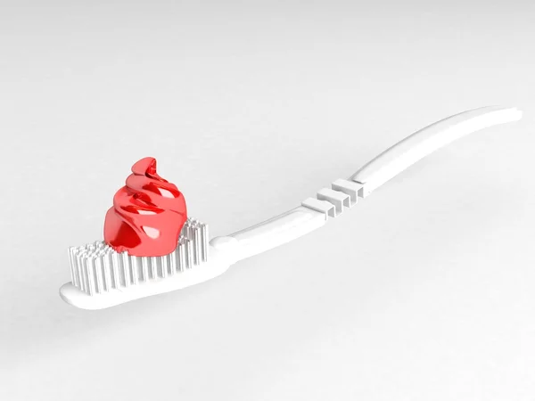 3d зубная щетка с зубной пастой — стоковое фото