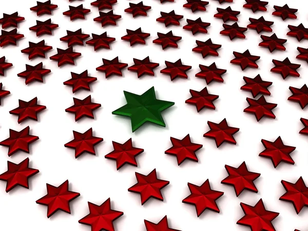 3D-s piros és zöld karácsonyi csillagok — Stock Fotó