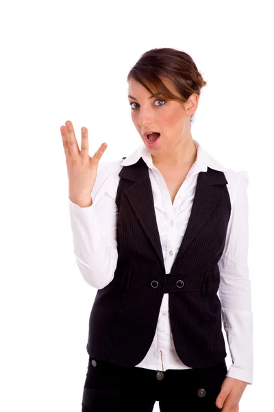 Businesswoman counting four — Stock Photo, Image