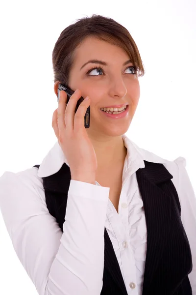 Vrouwelijke uitvoerend praten op mobiele telefoon — Stockfoto