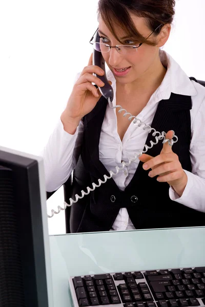 Female executive answering call — Stock Photo, Image
