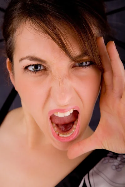 Kiabálás fiatal nő — Stock Fotó