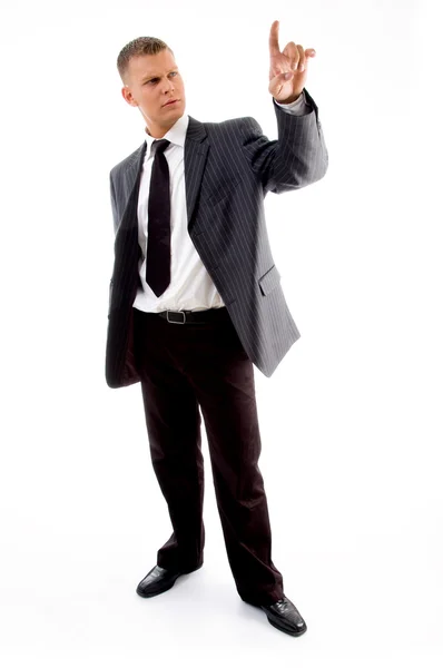 Young lawyer looking at his index finger — Stock Photo, Image