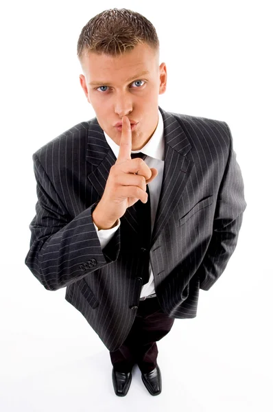 Executive instructing to keep silence — Stock Photo, Image